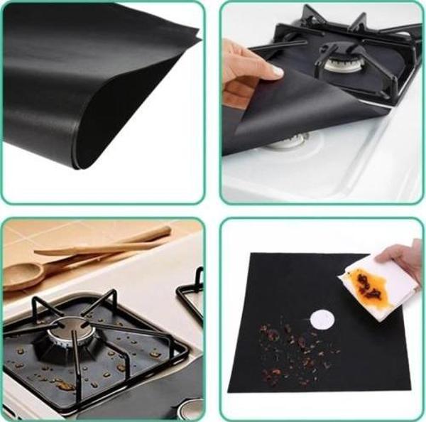 Ocak Koruyucu Folyo Yanmaz Yapışmaz 4 lü Set Siyah Renk - Image 1
