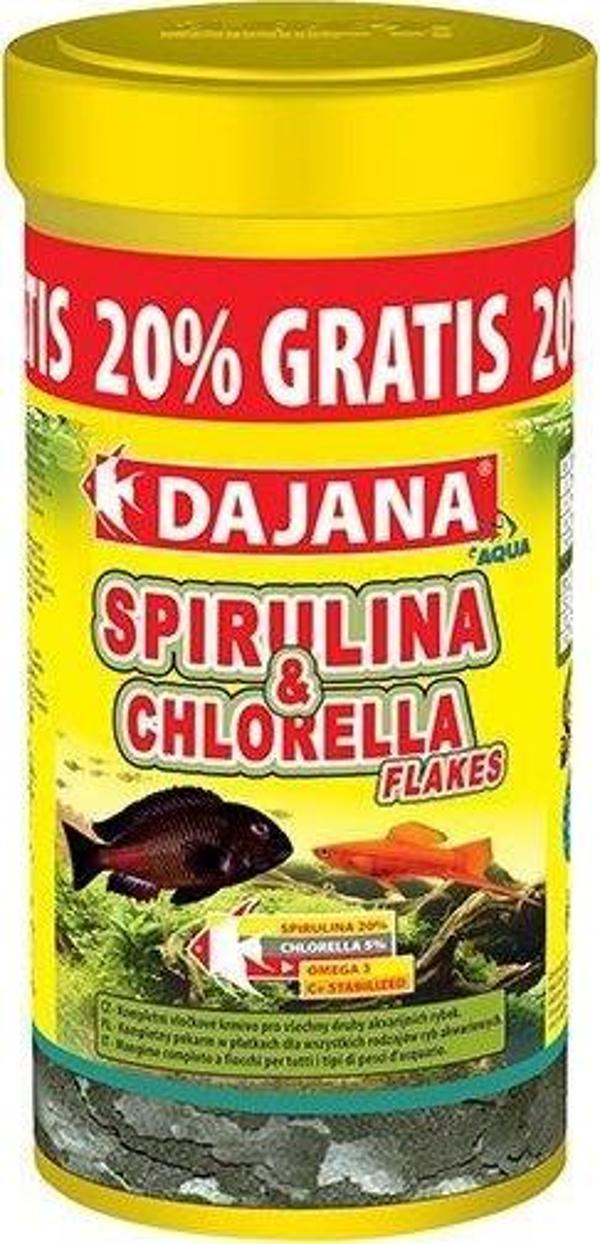 Dajana Spirulina & Chlorella Flakes Akvaryum Balık Yemi 300ml 60gr - Image 1