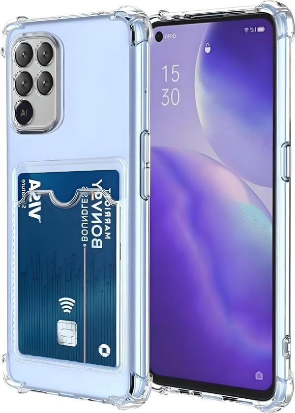 Oppo Reno 5 Lite Uyumlu Kamera Korumalı Kartlıklı Köşeleri Airbag Tasarımlı Darbe Önleyici Şeffaf Silikon Kılıf - Image 1