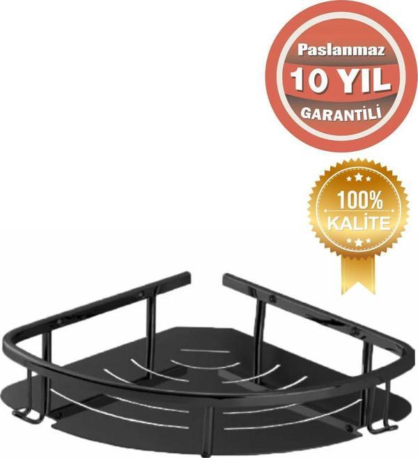 Çelik Banyo Paslanmaz Pirinç Mat Siyah Marin 19X19 Cm Şampuanlık Süngerlik Köşelik - Image 1