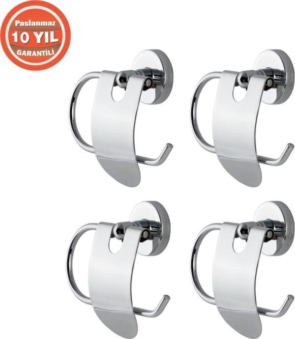 Çelik Banyo Kapaklı Tuvalet Kağıtlık 4 Adet 10 Yıl Garantili Paslanmaz Pirinç - Image 1