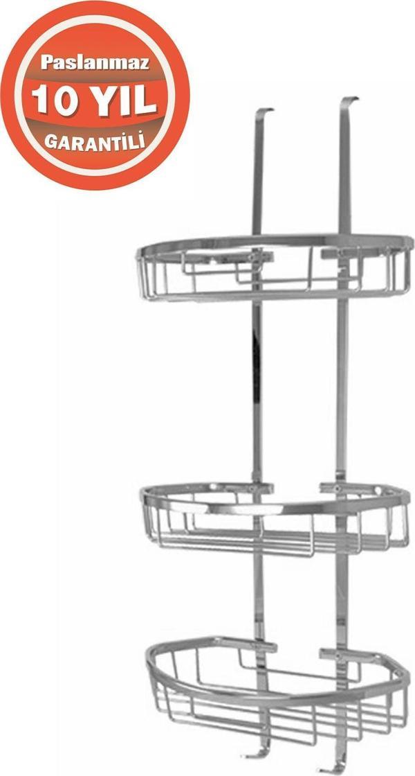 Çelik Banyo Paslanmaz Pirinç Duşakabin İçin 3'Lü Oval  Şampuanlık - Image 1
