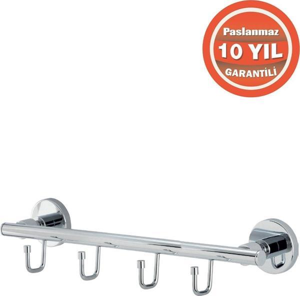 Çelik Banyo Paslanmaz Pirinç Flora 4^Lü Set Askılık Havlu Askısı - Image 1