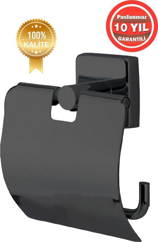 Çelik Banyo Paslanmaz Pirinç Mat Siyah Vizyon Tuvalet Kağıtlığı - Image 1