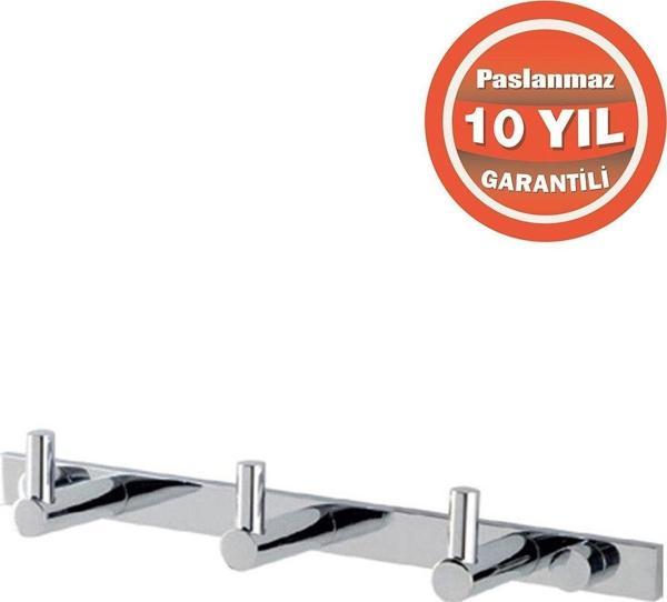 Çelik Banyo Paslanmaz Pirinç Mercan Askılık 3' Lü Askılık Havlu Askısı - Image 1