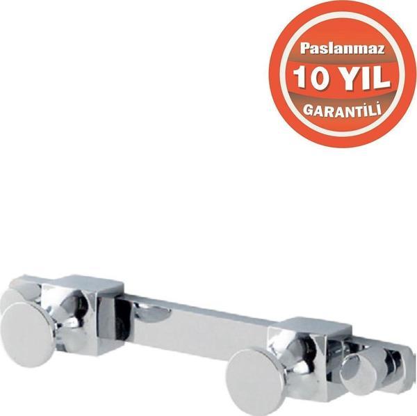 Çelik Banyo Paslanmaz Pirinç Mercan Ikili Bornozluk Askılık Havlu Askısı - Image 1