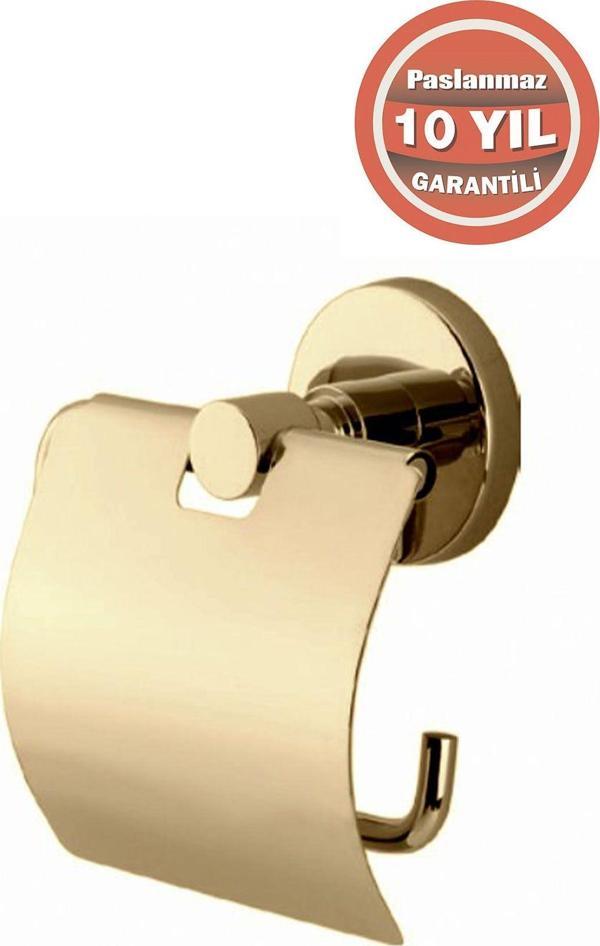 Çelik Banyo Paslanmaz Pirinç Flora Tuvalet Kağıtlık Altın Gold - Image 1