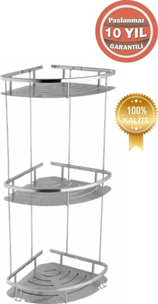 Çelik Banyo Paslanmaz Çelik Mat Şampuanlık Köşe Süngerlik - Image 1