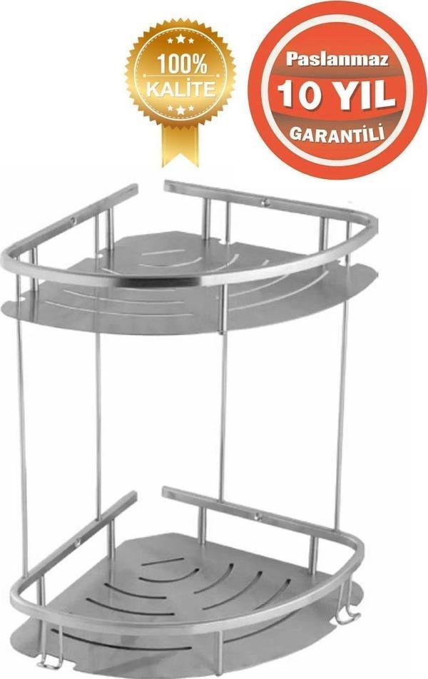 Çelik Banyo Paslanmaz Çelik Mat Şampuanlık Köşe Süngerlik - Image 1