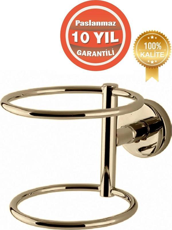 Çelik Banyo Paslanmaz Pirinç Fön Askısı Saç Kurutma Makinası Tutacı Altın Gold - Image 1