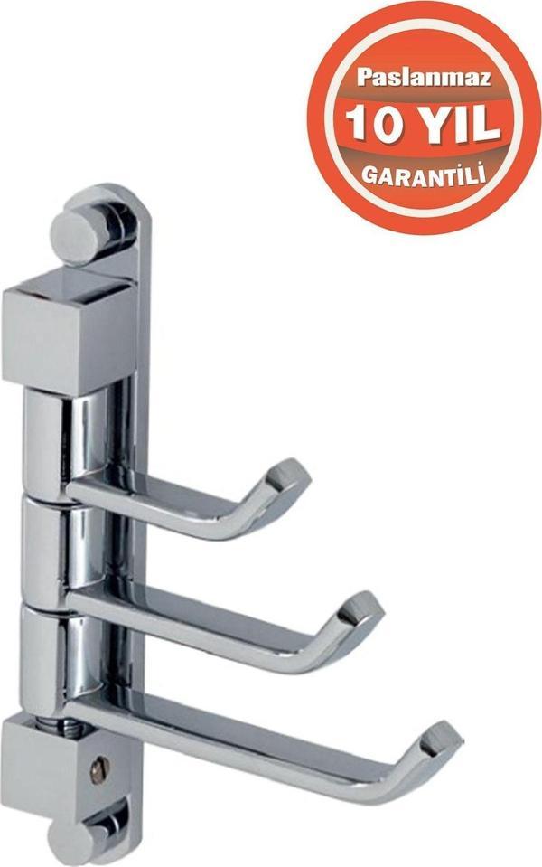 Çelik Banyo Paslanmaz Pirinç Mercan Üçlü Kısa Döner Havluluk - Image 1