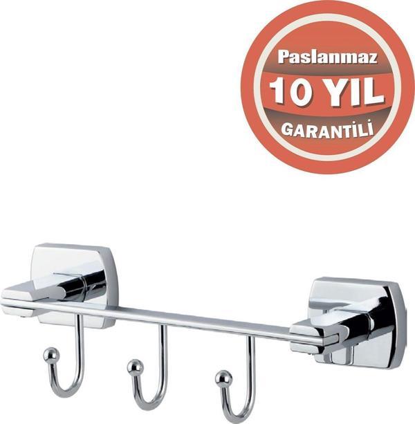 Çelik Banyo Paslanmaz Pirinç Milano 3'Lü Askılık Havluluk Banyo Askısı - Image 1