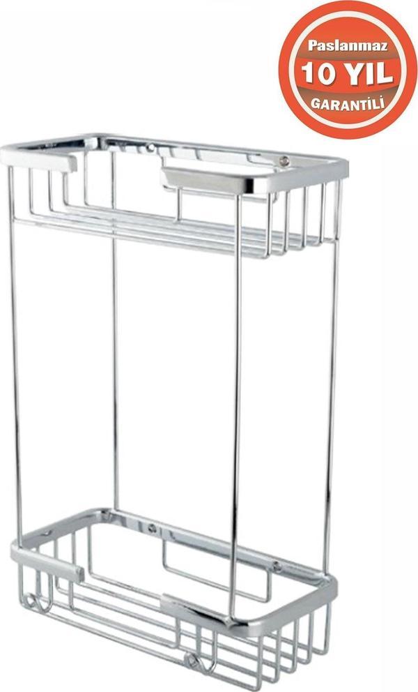 Çelik Banyo Paslanmaz Pirinç Karaca 10X20 Cm Şampuanlık Köşe Süngerlik - Image 1