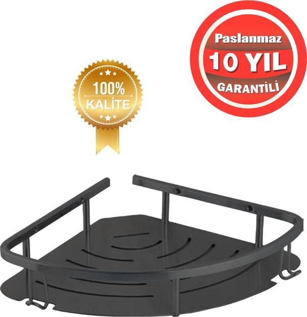 Çelik Banyo Paslanmaz Çelik Mat Siyah Şampuanlık Köşe Banyo Rafı - Image 1