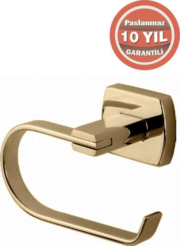 Çelik Banyo Paslanmaz Pirinç Milano Geni? Kapaklı Tuvalet Kağıtlığı Altın Gold - Image 1