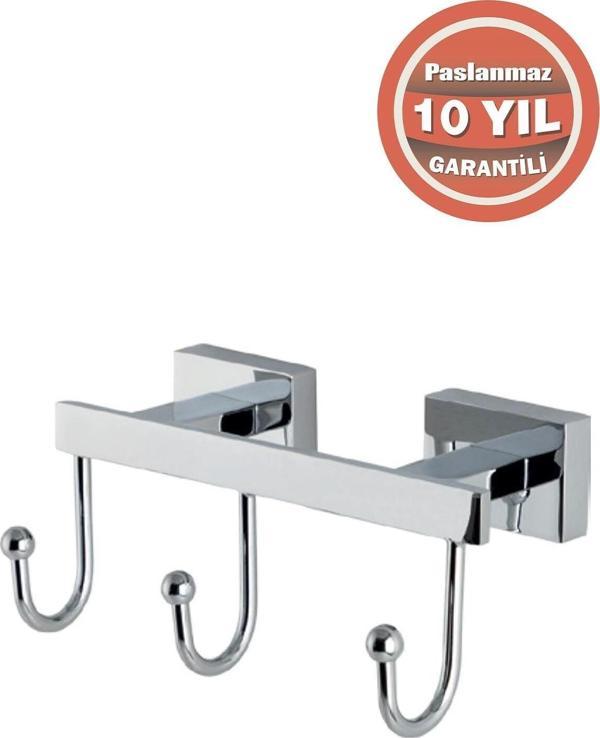 Çelik Banyo Paslanmaz Pirinç Kenzo 3'Lü Set Askılık - Image 1
