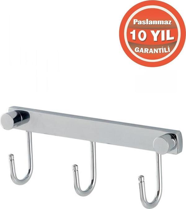 Çelik Banyo Paslanmaz Pirinç Milas 3'Lü Askılık Havluluk Banyo Askısı - Image 1