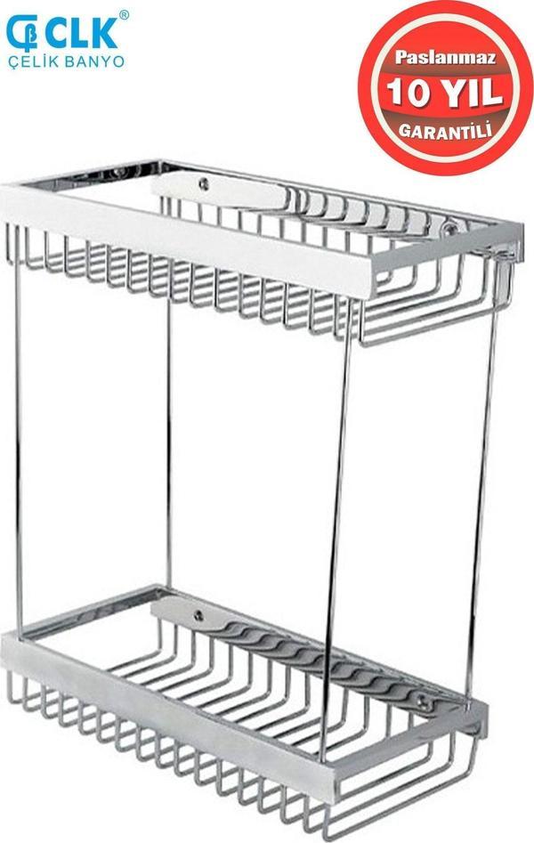 Çelik Banyo Paslanmaz Pirinç Kumru 2'Li 12X25 Cm Şampuanlık Süngerlik - Image 1