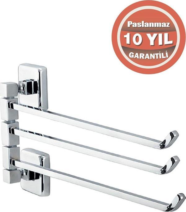 Çelik Banyo Paslanmaz Pirinç Kumru 3’Lü Döner Havluluk - Image 1
