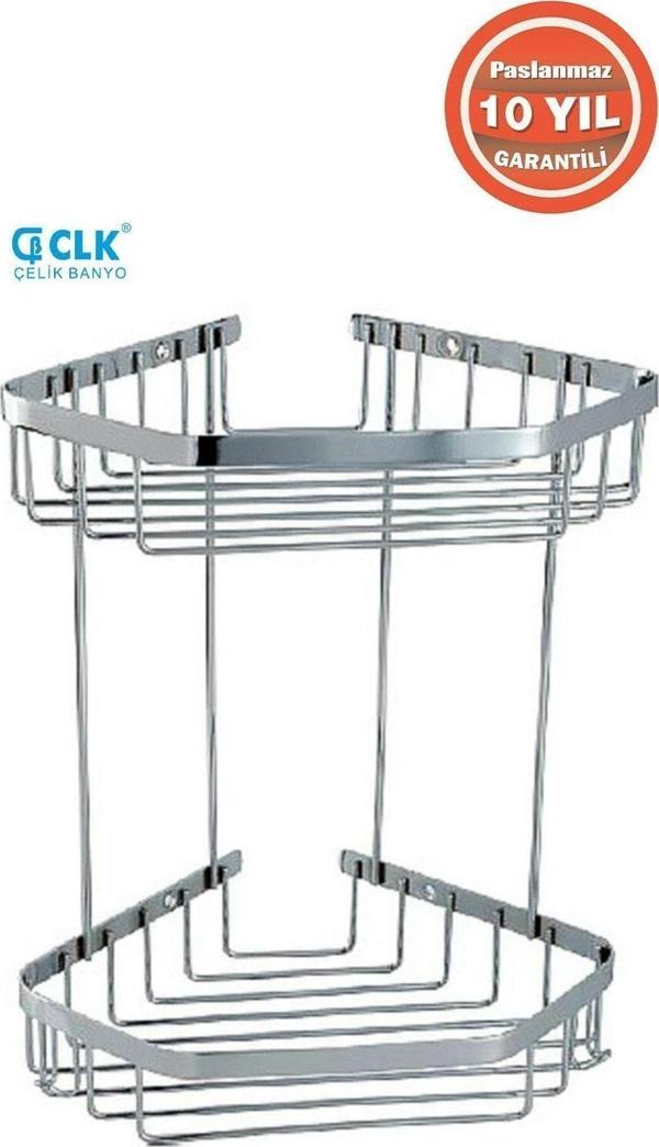 Çelik Banyo Paslanmaz Çelik Selen 19*19 Şampuanlık Köşelik Süngerlik - Image 1