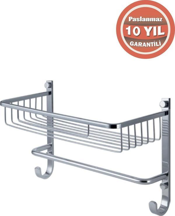Çelik Banyo Paslanmaz Pirinç Tekli Havluluk Şampuanlık Süngerlik Köşelik - Image 1