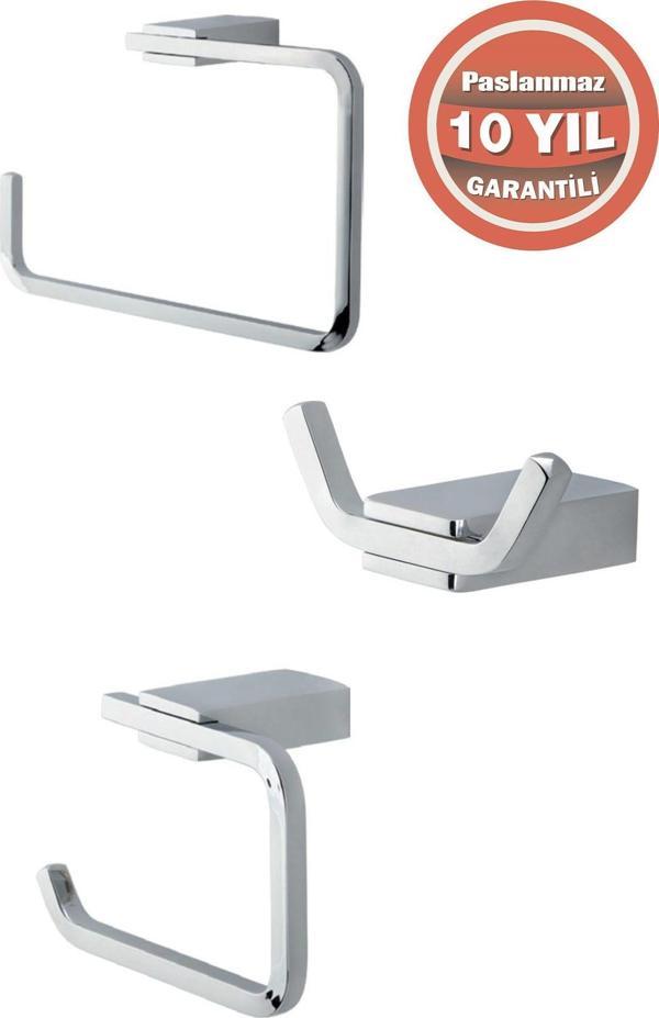 Çelik Banyo Paslanmaz Pirinç Titanik Banyo Aksesuar Set Havluluk-Bornozluk-Tuvalet Kağıtlık - Image 1
