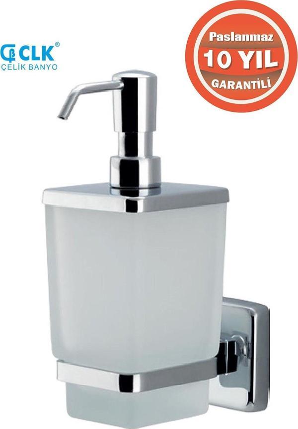 Çelik Banyo Paslanmaz Komple Pirinç Camlı Kumru Montajlı Sıvı Sabunluk - Image 1