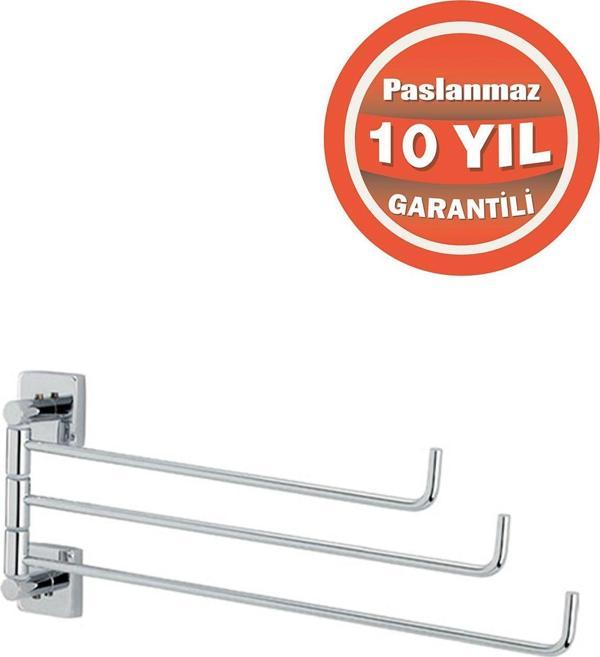 Çelik Banyo Paslanmaz Pirinç Vizyon  3’Lü Döner Havluluk - Image 1