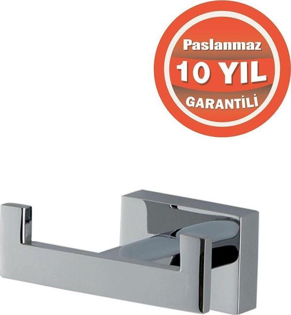Çelik Banyo Paslanmaz Pirinç  Çiftli Bornozluk Askılık Havlu Askısı - Image 1