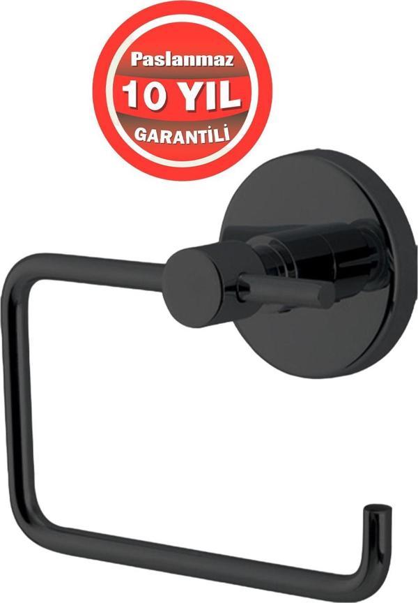 Çelik Banyo Paslanmaz Pirinç  Mat Siyah Flora Tuvalet Kağıtlık - Image 1