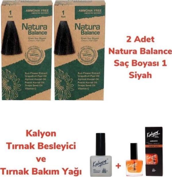 NATURA BALANCE SAÇ BOYASI 1 SİYAH 2 ADET + KALYON TIRNAK BESLEYİCİ VE BAKIM YAĞI - Image 1