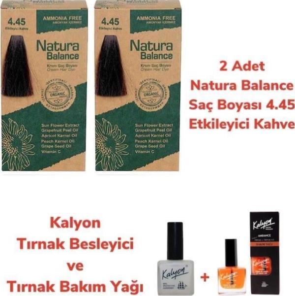 NATURA BALANCE SAÇ BOYASI 4.45 ETKİLEYİCİ KAHVE 2 ADET + KALYON TIRNAK BESLEYİCİ VE BAKIM YAĞI - Image 1