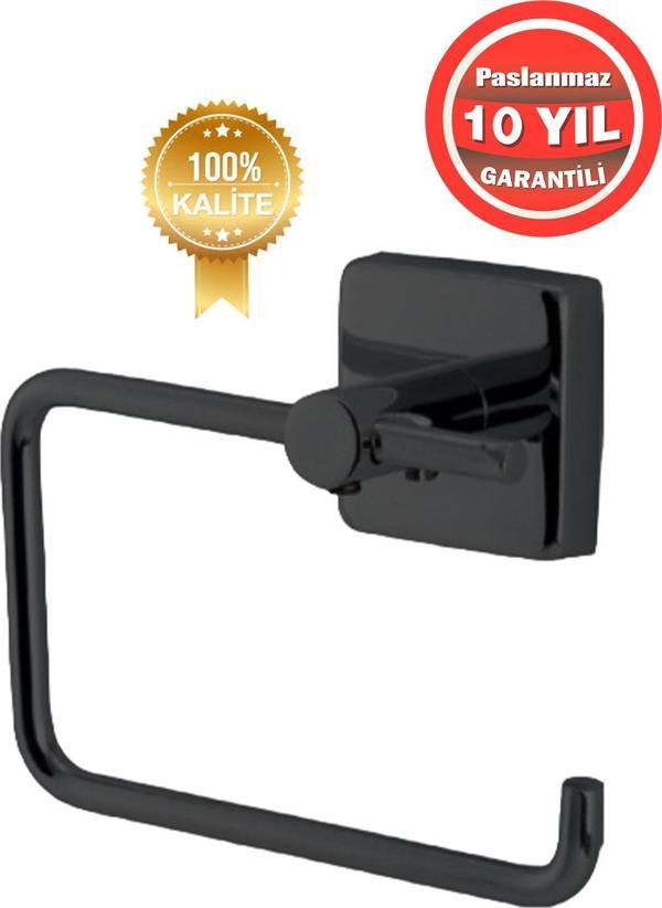 Çelik Banyo Paslanmaz Pirinç Vizyon Tuvalet Kağıtlığı Mat Siyah - Image 1