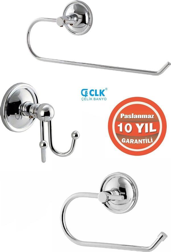 Çelik Banyo Paslanmaz Pirinç Banyo Aksesuar Set Havluluk-Bornozluk-Tuvalet Kağıtlık - Image 1