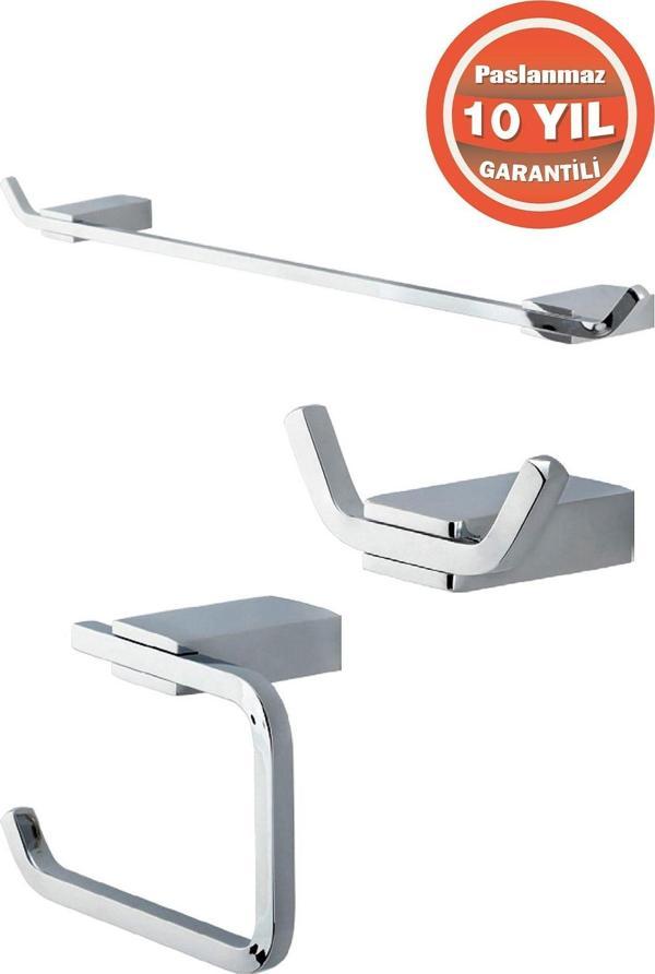 Çelik Banyo Paslanmaz Pirinç Banyo Aksesuar Set Havluluk-Bornozluk-Tuvalet Kağıtlık - Image 1