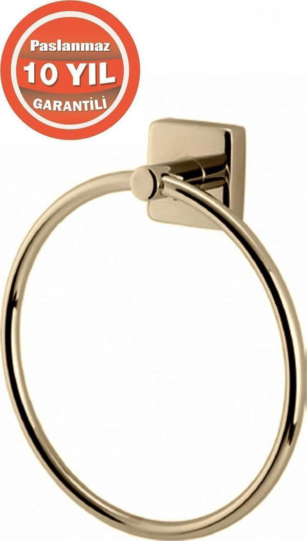 Çelik Banyo Paslanmaz Pirinç Vizyon Yuvarlak Havluluk Altın Gold - Image 1