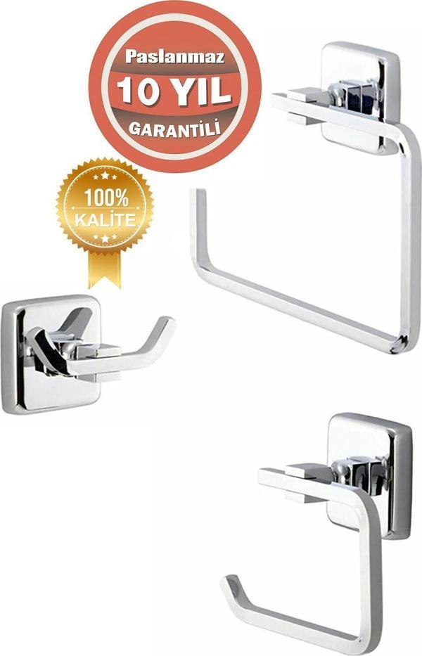 Çelik Banyo Paslanmaz Pirinç Banyo Aksesuar Seti Tuvalet Kağıtlığı-Havluluk - Askılık - Image 1