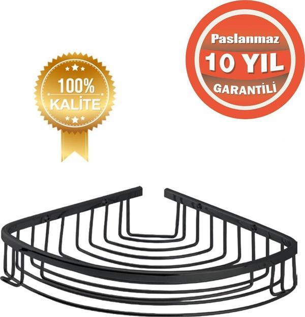 Çelik Banyo Paslanmaz Pirinç Mat Siyah Destina 22X22 Cm Sampuanlık Banyo Rafı - Image 1