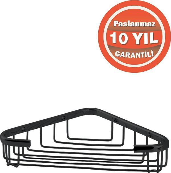 Çelik Banyo Paslanmaz Pirinç Mat Siyah Eda 1'Li 18X18 Cm Şampuanlık Banyo Rafı - Image 1
