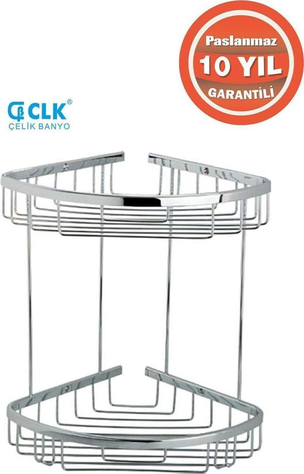 Çelik Banyo Paslanmaz Pirinç Zerrin 2'Li 18*18 Cm Şampuanlık Banyo Rafı - Image 1