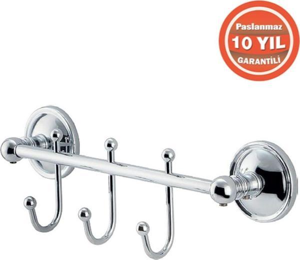 Çelik Banyo Paslanmaz Pirinç Bella Çıkmalı 3’Lü Set Askılık (10 Yıl Garantili) - Image 1