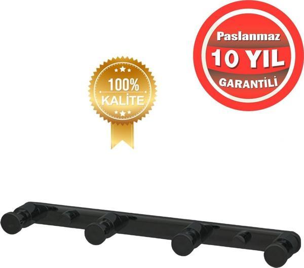 Çelik Banyo Paslanmaz Pirinç Mat Siyah Flora Askılık Dörtlü Askılık Banyo Askısı - Image 1