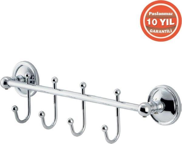 Çelik Banyo Paslanmaz Pirinç Bella Çıkmalı 4’Lü Set Askılık (10 Yıl Garantili) - Image 1
