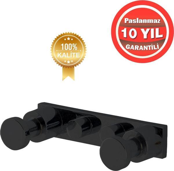 Çelik Banyo Paslanmaz Pirinç Mat Siyah Flora Askılık İkili Askılık Banyo Askısı - Image 1