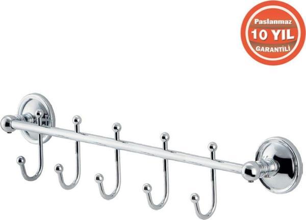 Çelik Banyo Paslanmaz Pirinç Bella Çıkmalı 5’Li Set Askılık (10 Yıl Garantili) - Image 1