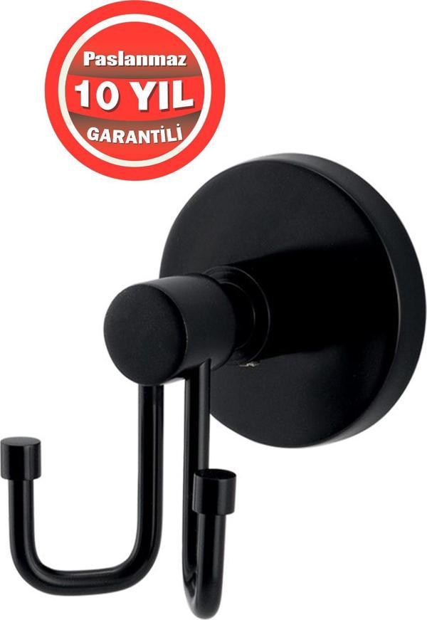 Çelik Banyo Paslanmaz Pirinç Mat Siyah Flora Bornozluk Banyo Askısı - Image 1