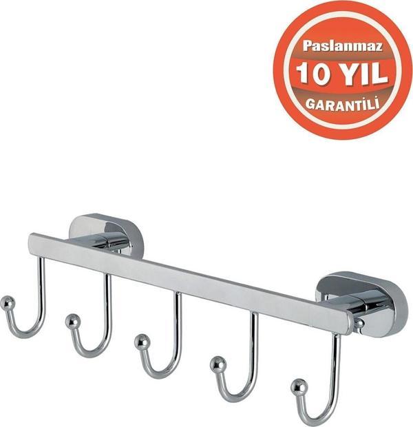 Çelik Banyo Paslanmaz Pirinç Zirve Beşli Askılık Havlu Askısı - Image 1