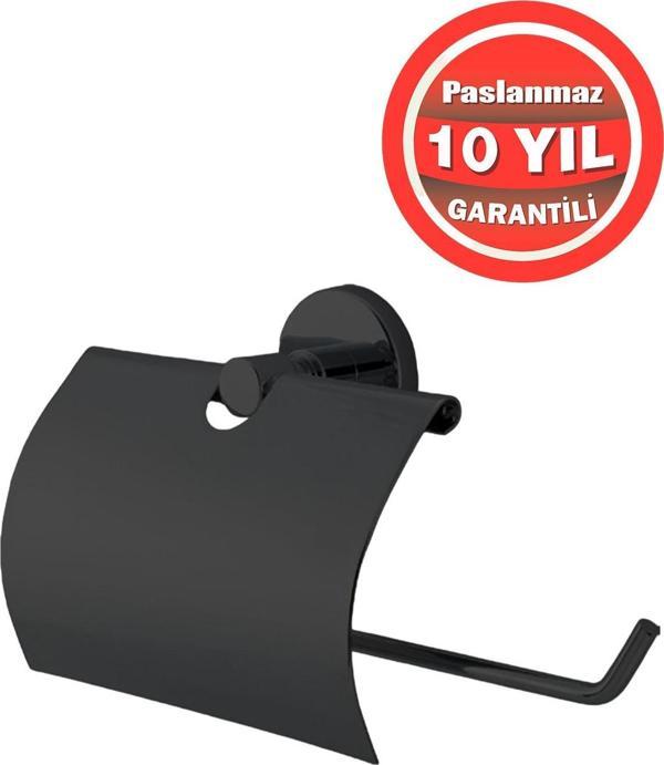 Çelik Banyo Paslanmaz Pirinç Mat Siyah Flora Kağıt Havluluk Kapaklı - Image 1