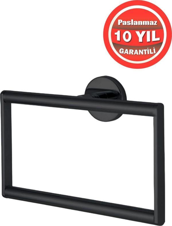 Çelik Banyo Paslanmaz Pirinç Mat Siyah Flora Kare Havluluk Havlu Askısı - Image 1