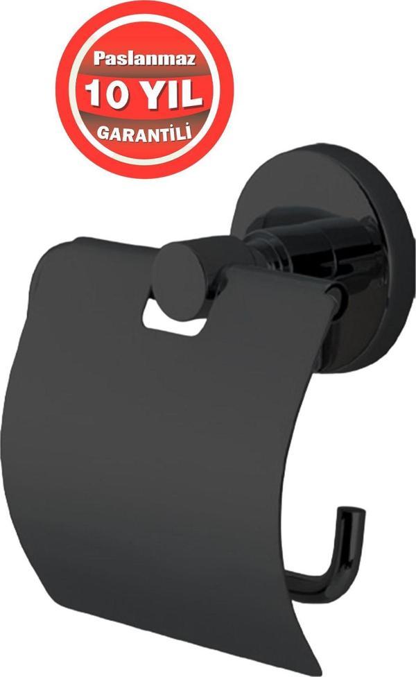 Çelik Banyo Paslanmaz Pirinç Mat Siyah Flora Tuvalet Kağıtlık - Image 1
